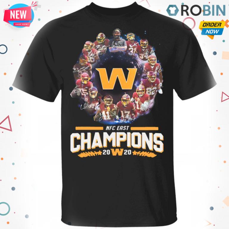 Washington Redskins Football Nfc East Champions 2020 Signatures T-shirt – Hoodie – Ls