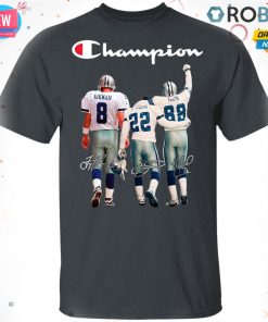 Troy Aikman 8 Emmitt Smith 22 and Michael Irvin 88 Dallas Cowboys Champion 2020 Signatures T-shirt – Hoodie – Ls