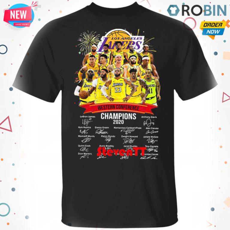 Los Angeles Lakers Western Conference Champions 2020 Signatures T-shirt – Hoodie – Ls