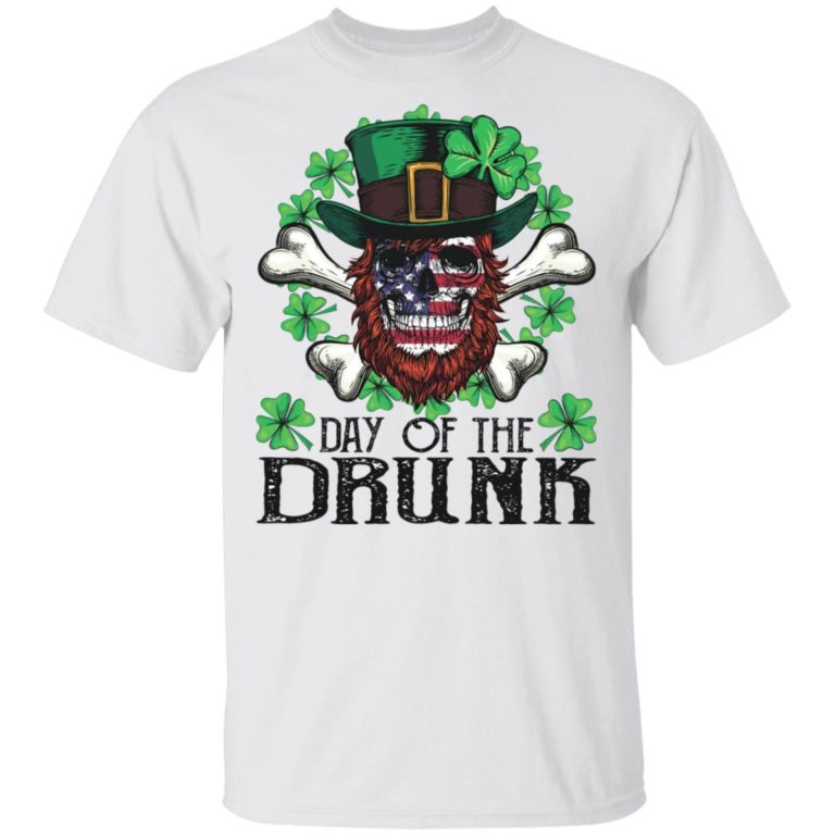 Day of The Drunk American Flag Skull Patrick's Day T-Shirt, Hoodie