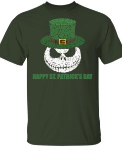 Skellington Head Irish Four-Leaf Clover Nightmare Before Christmas Happy St Patrick's Day T-Shirt, Hoodie