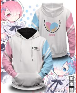 Zero Rem Ram All Over Print Pullover Hoodie