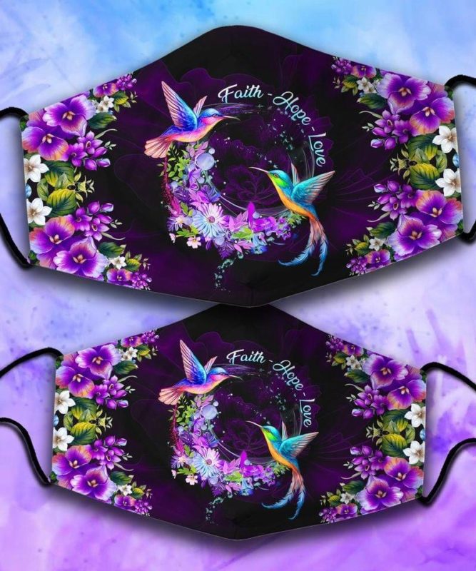 Humming Bird Faith Hope Love Full printed Face Mask + PM2.5 Filter