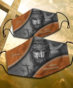 Jesus Faith Over Fear Full printed Face Mask + PM2.5 Filter