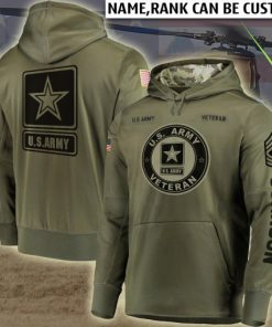 Custom Rank and Name United States Army Veteran AOP Hoodie