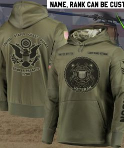 Custom Rank United States Coast Guard Veteran All Over Print Hoodie