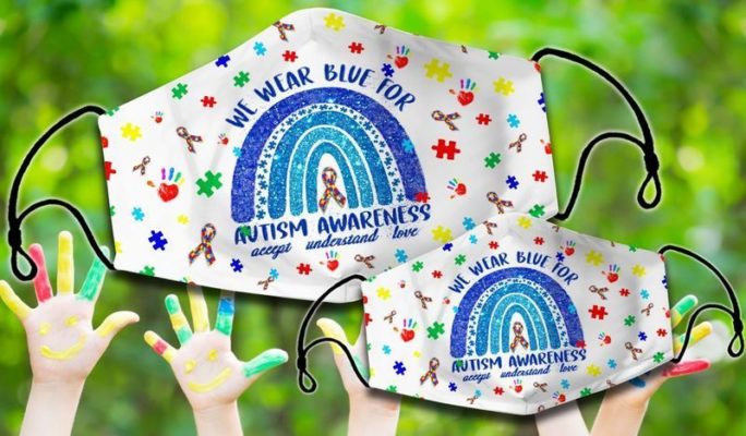 I Wear Blue For Autism Awareness Face Mask + PM2.5 Filter