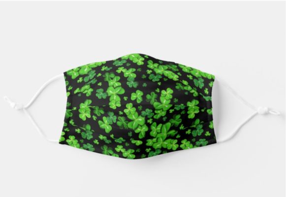 Green Irish Shamrocks Pattern Face Mask With Pm2.5 Filter