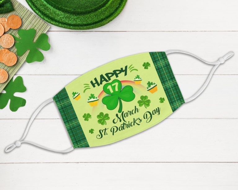 Happy St Patrick’s Day 3 Leaf Shamrocks Face Mask With Pm2.5 Filter