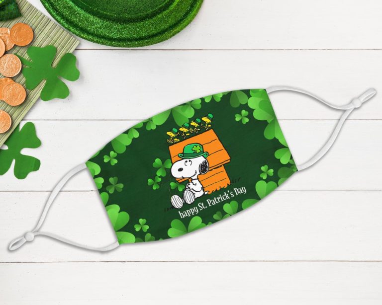 Irish Snoopy Leprechaun Hat Happy St Patrick’s Day Face Mask With Pm2.5 Filter