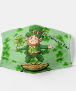 Leprechaun Dancing Over Pot Of Gold Shamrocks Face Mask With Pm2.5 Filter
