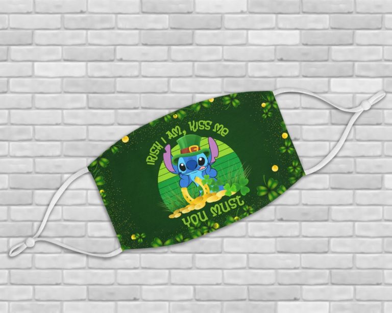 Leprechaun Stitch I Am Irish Kiss Me You Must St Patrick’s Day Face Mask With Pm2.5 Filter