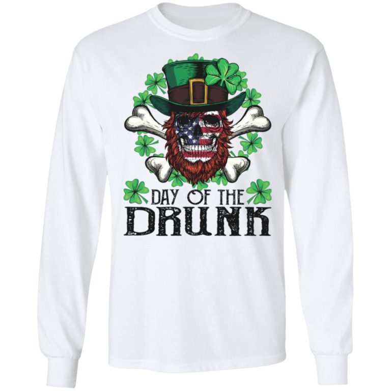 Day of The Drunk American Flag Skull Patrick’s Day Shirt ( T-shirt, Ls, Hoodie)
