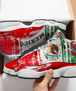 Mexico Grunge Flag Jordan 13 Shoes, JD 13 Sneakers