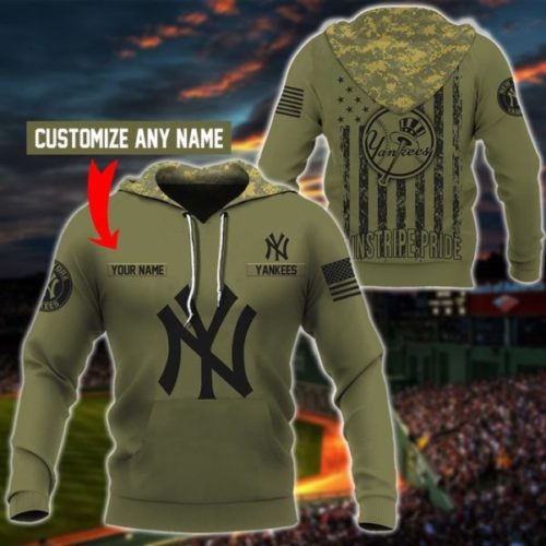 New York Yankees Pinstripe Pride US Army Pattern AOP Hoodie
