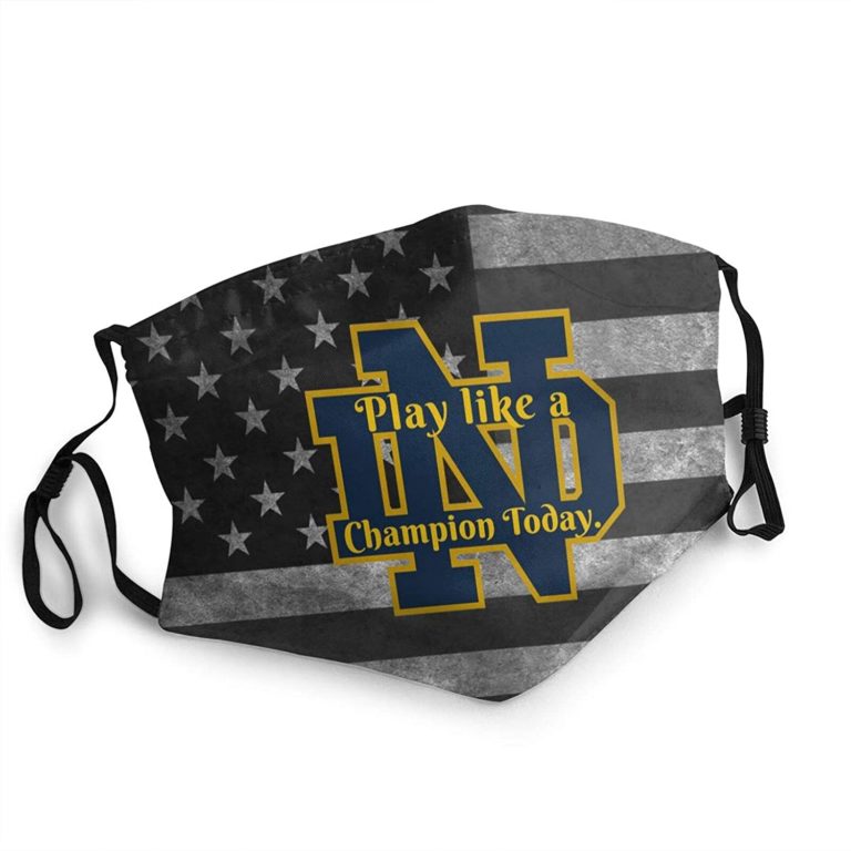 Notre Dame Fighting Play Like A Champion Today American Flag Face Mask With PM2.5 Filter Sheet