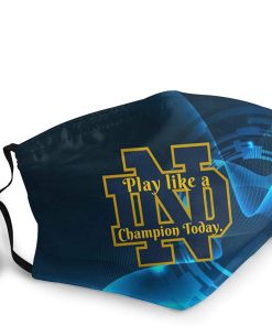 Notre Dame Fighting Play Like A Champion Today Blue Face Mask With PM2.5 Filter Sheet