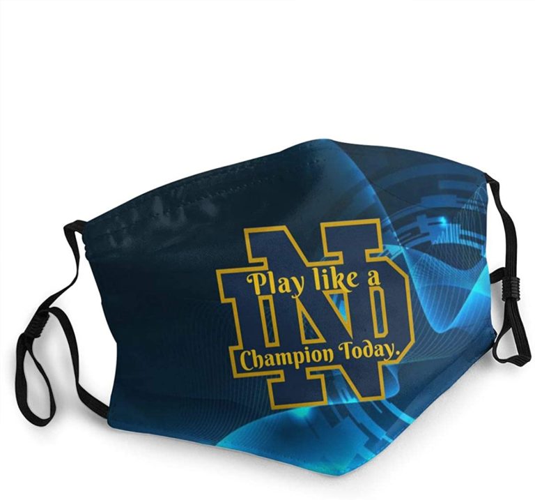 Notre Dame Fighting Play Like A Champion Today Blue Face Mask With PM2.5 Filter Sheet