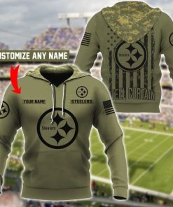 Personailzed Pittsburgh Steelers Steel Curtain US Army Pattern AOP Hoodie