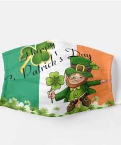 St Patrick’s Day Leprechaun Shamrocks Flag Face Mask With Pm2.5 Filter