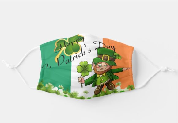 St Patrick’s Day Leprechaun Shamrocks Flag Face Mask With Pm2.5 Filter