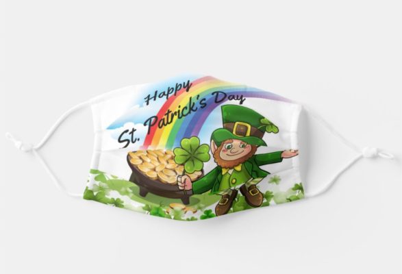 St Patrick’s Day Leprechaun Shamrocks Rainbow Face Mask With Pm2.5 Filter
