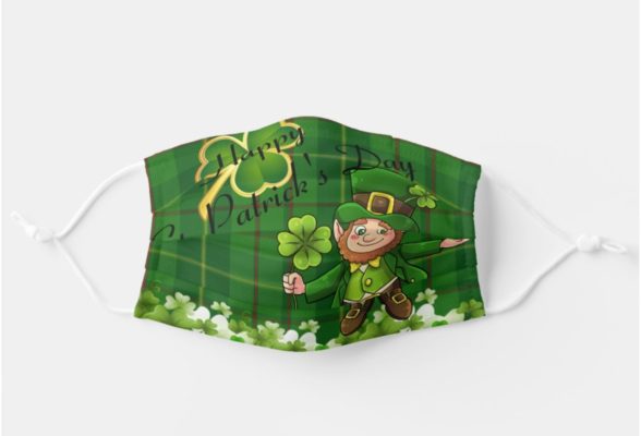 St Patrick’s Day Leprechaun Shamrocks Tartan Face Mask With Pm2.5 Filter
