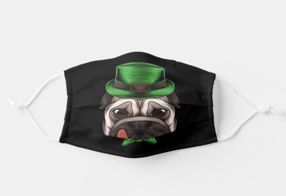 St Patricks Day Puppy Pug Face Mask With Pm2.5 Filter