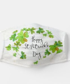 St Patricks Day Watercolor Shamrocks Face Mask With Pm2.5 Filter