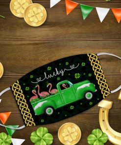 St Patrick’s Leprechaun Flamingos Face Mask With Pm2.5 Filter