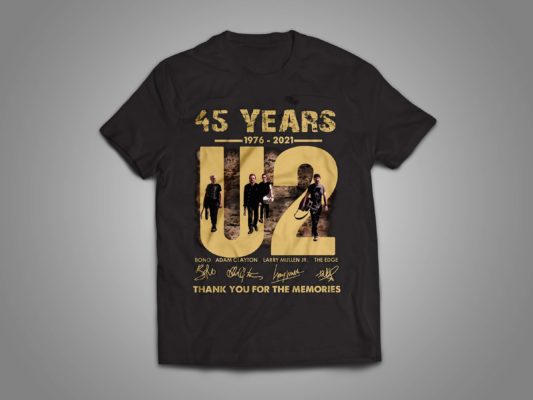 45 years of U2 rock band t-shirt