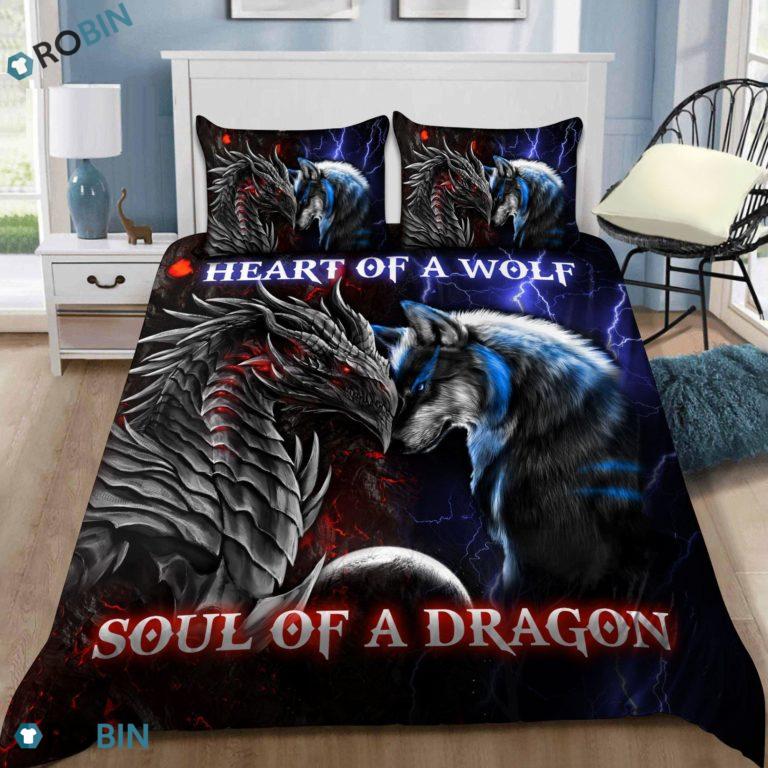 Dragon heart of a wolf, soul of a dragon bedding set