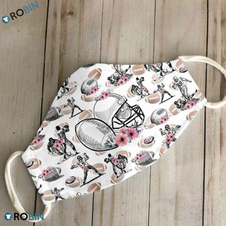 Football Flowers Silhouette 3D Full Print Face Mask