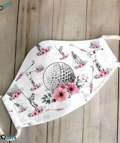 Golf Flowers Silhouette 3D Full Print Face Mask