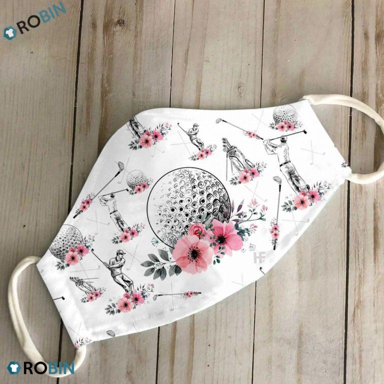 Golf Flowers Silhouette 3D Full Print Face Mask