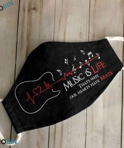 Guitar Heartbeat Music Is Life 3D Full Print Face Mask