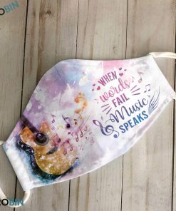 Guitar When Words Fail Music Speaks 3D Full Print Face Mask