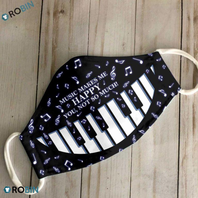 Music Makes Me Happy Piano 3D Full Print Face Mask