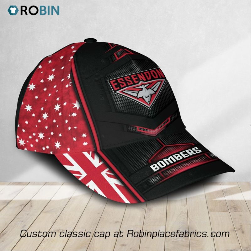 AFL Essendon Bombers All Over Print Caps RobinPlaceFabrics