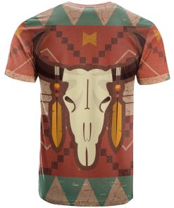 Bison Skull with Native American Pattern 3D All Over Print T-Shirt Bison Skull with Native American Pattern 3D All Over Print T-Shirt