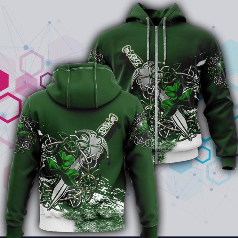 Celtic Shamrock & Sword 3d All Over Printed Hoodie and Zip-up