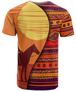 Chief Riding Horses with Native American Pattern 3D All Over Print T-Shirt Chief Riding Horses with Native American Pattern 3D All Over Print T-Shirt