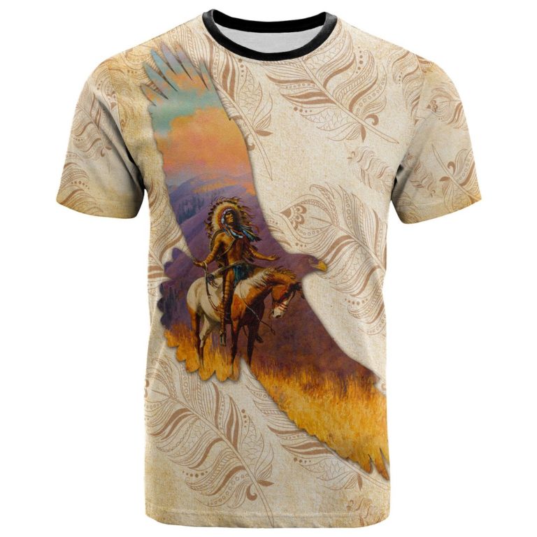 Eagle With Warrior Native American 3D All Over Print T-Shirt