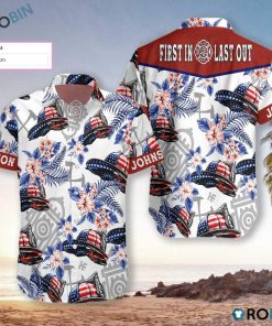Firefighter American Flag Helmet Hawaiian Shirt