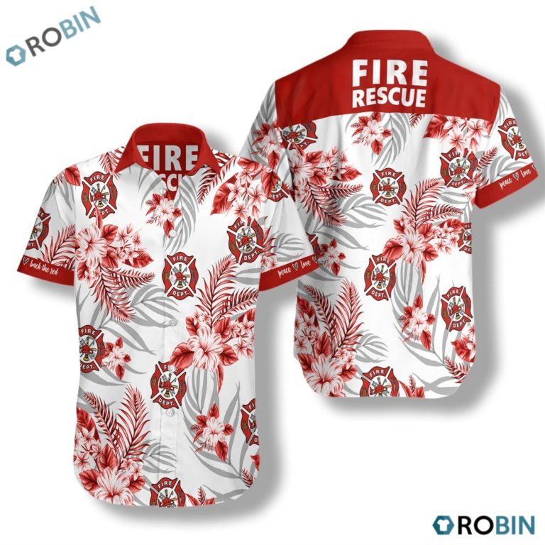 Firefighter Fire Rescue Hawaiian Shirt, Button-up T-shirt