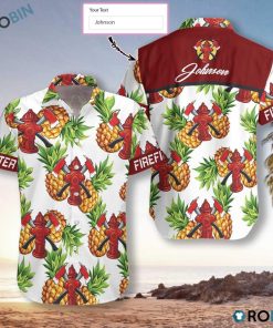Firefighter Pineapple Seamless Pattern Hawaiian Shirt