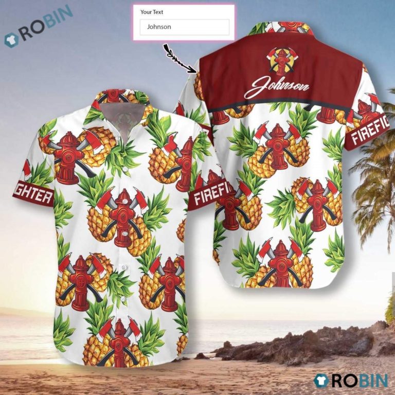 Firefighter Pineapple Seamless Pattern Hawaiian Shirt