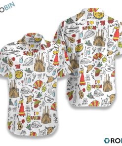 I Love Spain Doodle Hawaiian Shirt