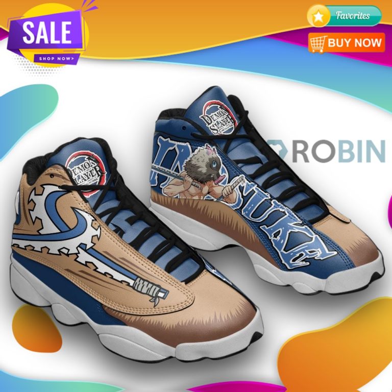 Inosuke uniform  jd 13 sneakers, demon slayer custom shoes
