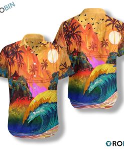 Lgbt Sunset Hawaiian Hawaiian Shirt, Button-up T-shirt